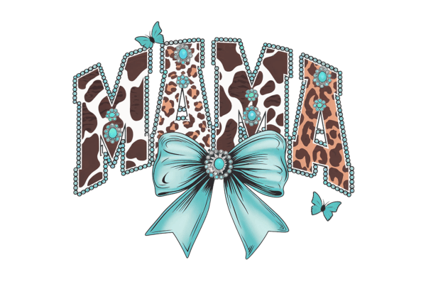 Mama (turquoise, cow pattern)