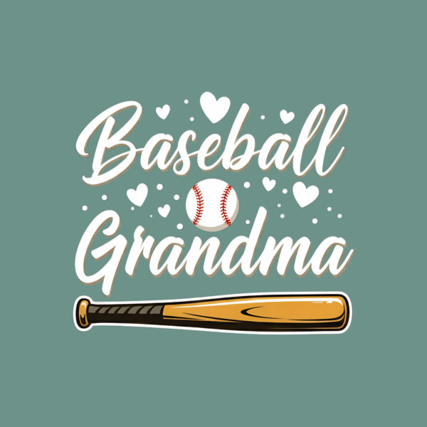 Baseball Grandma decal with a baseball and bat