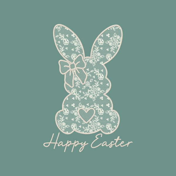Happy Easter decal with a lace bunny