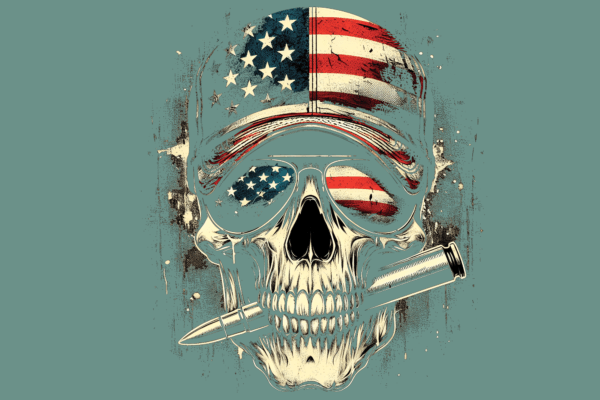 Skelly with Trucker Hat and bullet in mouth