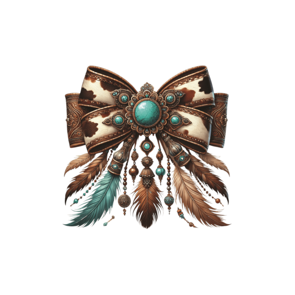 Turquoise Bow with Feathers decal