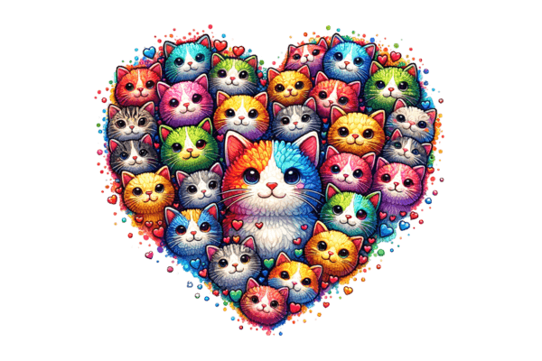 Colorful Cats Heart