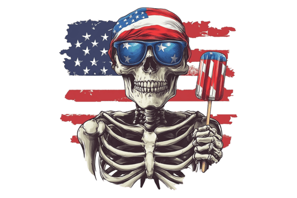 Skelly with Popsicle. 4th of July