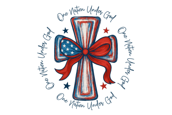 Patriotic Cross With Ribbon and Stars