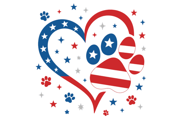 American Dog Paw Heart