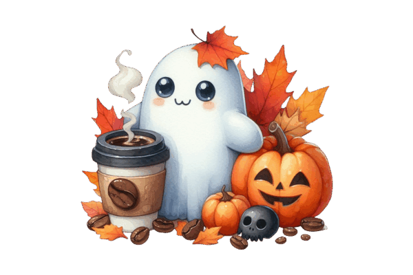Cute Ghost with Coffee