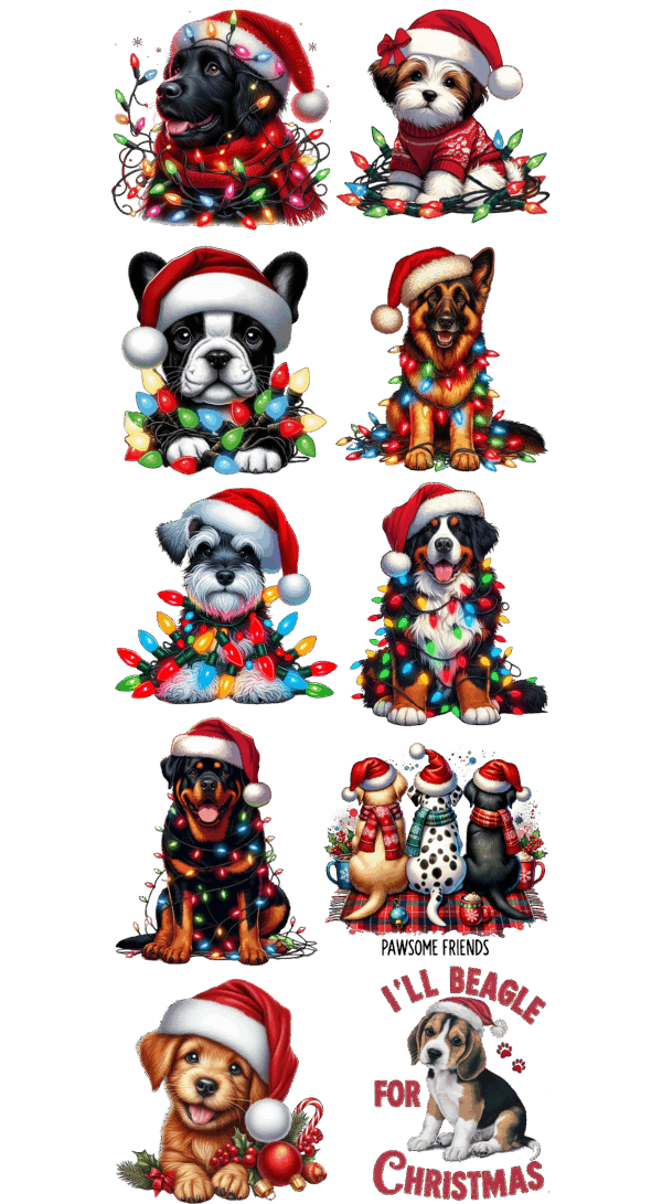 Pre-Made Puppy Christmas gang 22x60