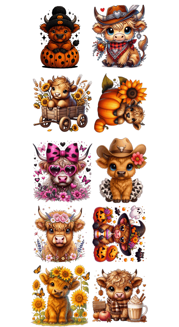 Pre-Made Highland Cow gang 22x60