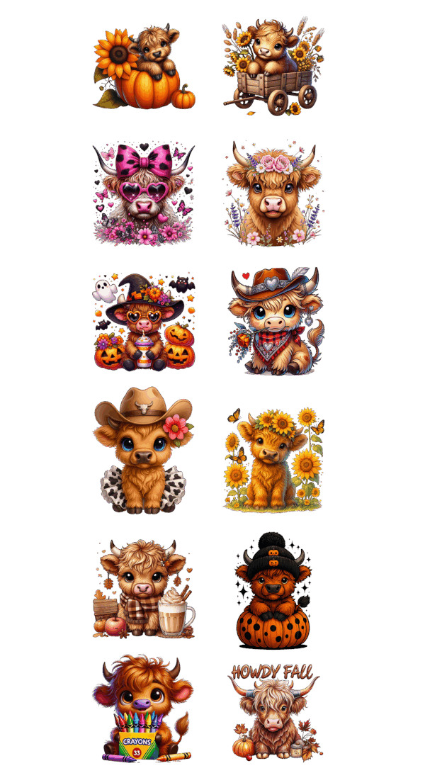 Pre-Made Youth Highland Cow gang 22x60